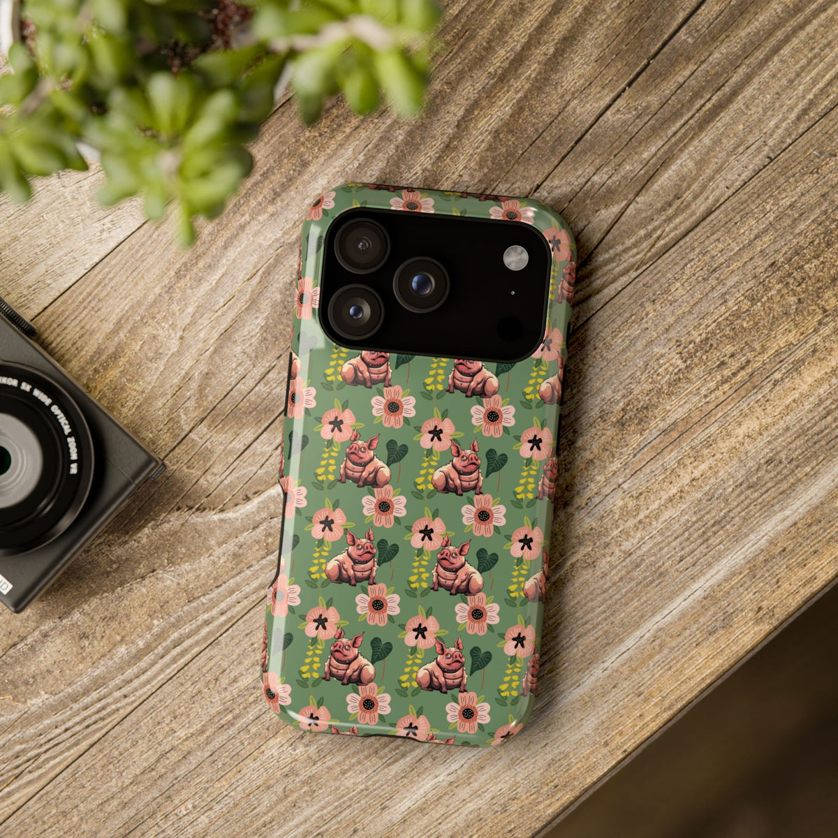 Floral Squonk Pattern Impact Phone Case — Protective iPhone Cover with Pink Flowers