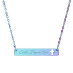Personalize it! Engraved Cutout Cross Bar Necklace