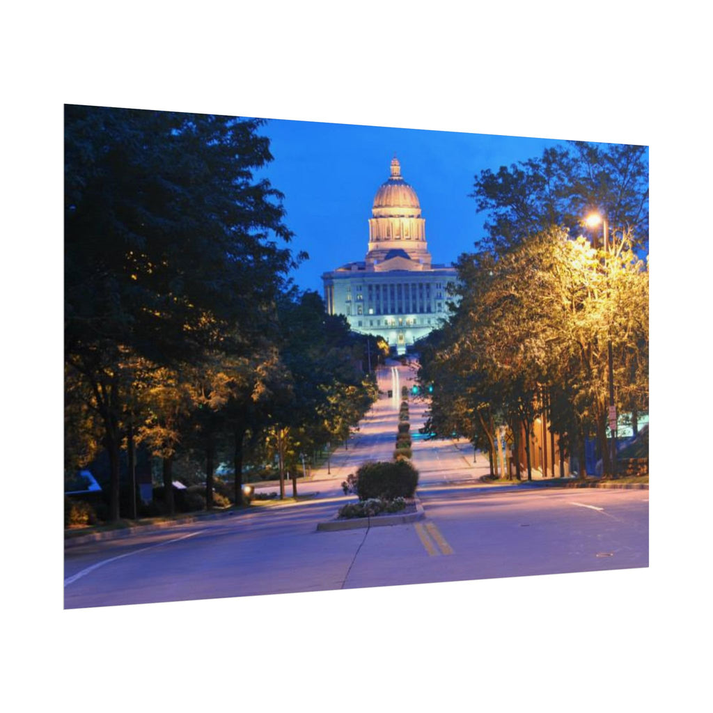 Rolled Poster — Nighttime Missouri Capitol Building Cityscape Wall Art
