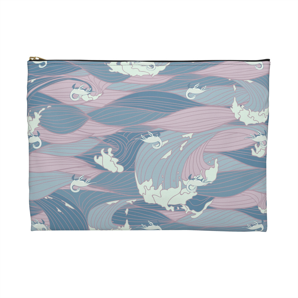 Nessie Waves Pattern Accessory Pouch — Pastel Ocean Waves Makeup Bag