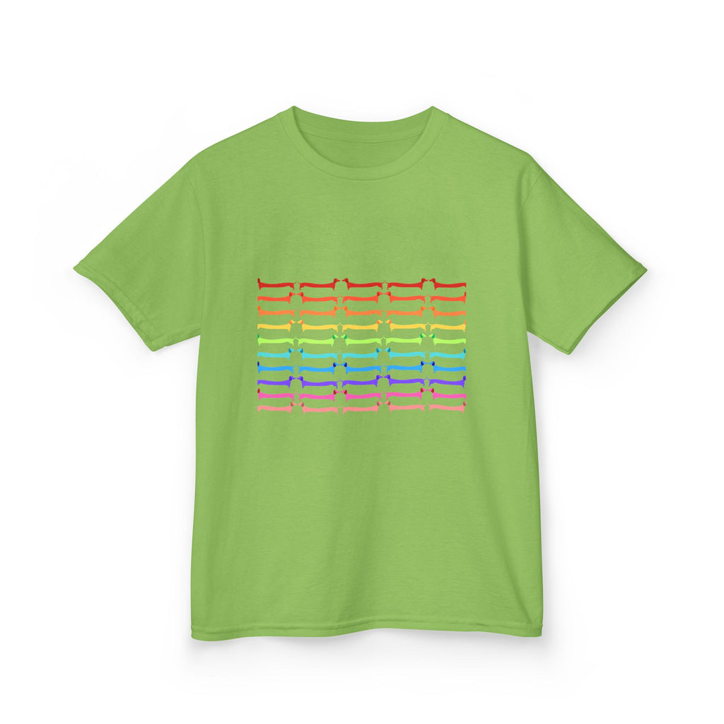 Youth Rainbow Dachshund Pattern Cute Dog Graphic Tee