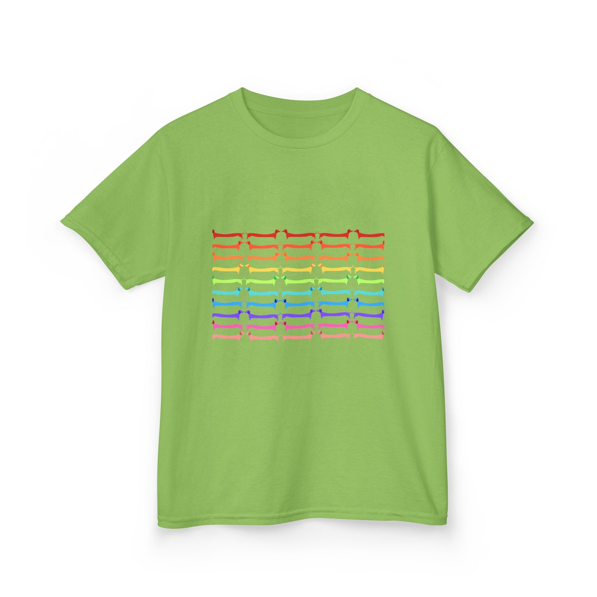 Youth Rainbow Dachshund Pattern Cute Dog Graphic Tee