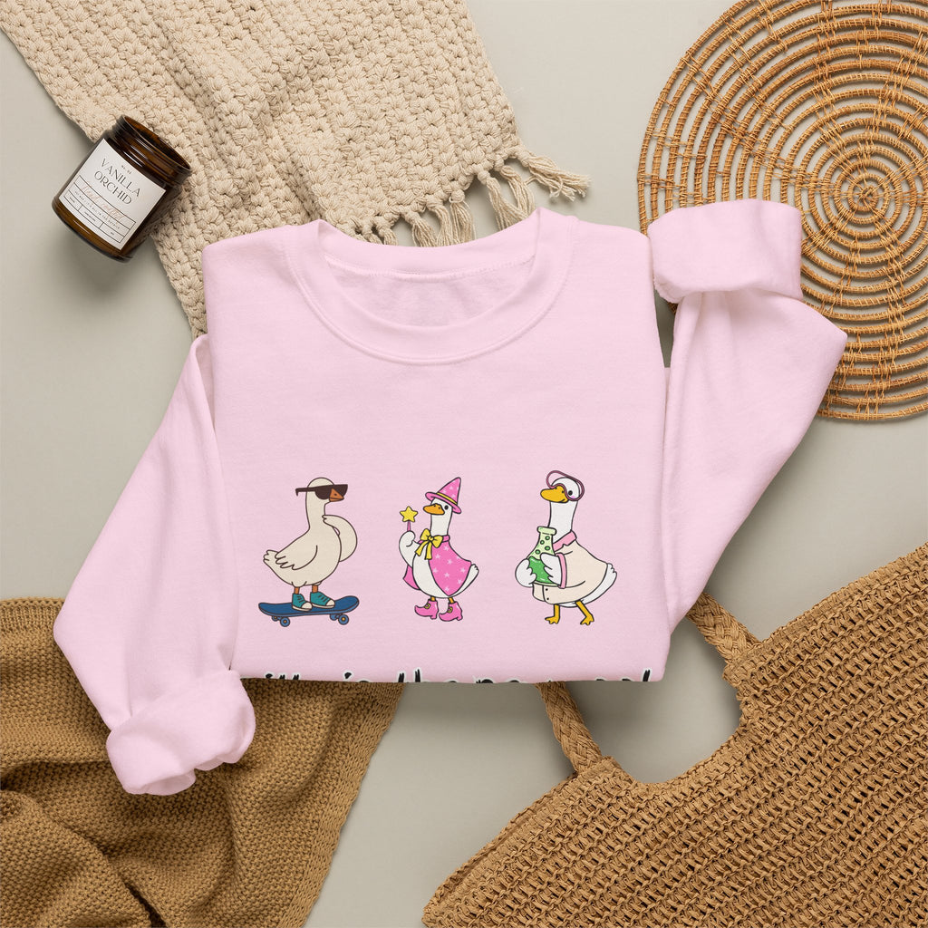 Silly Is The New Cool Sweatshirt — Cute Dancing Ducks Graphic Crewneck