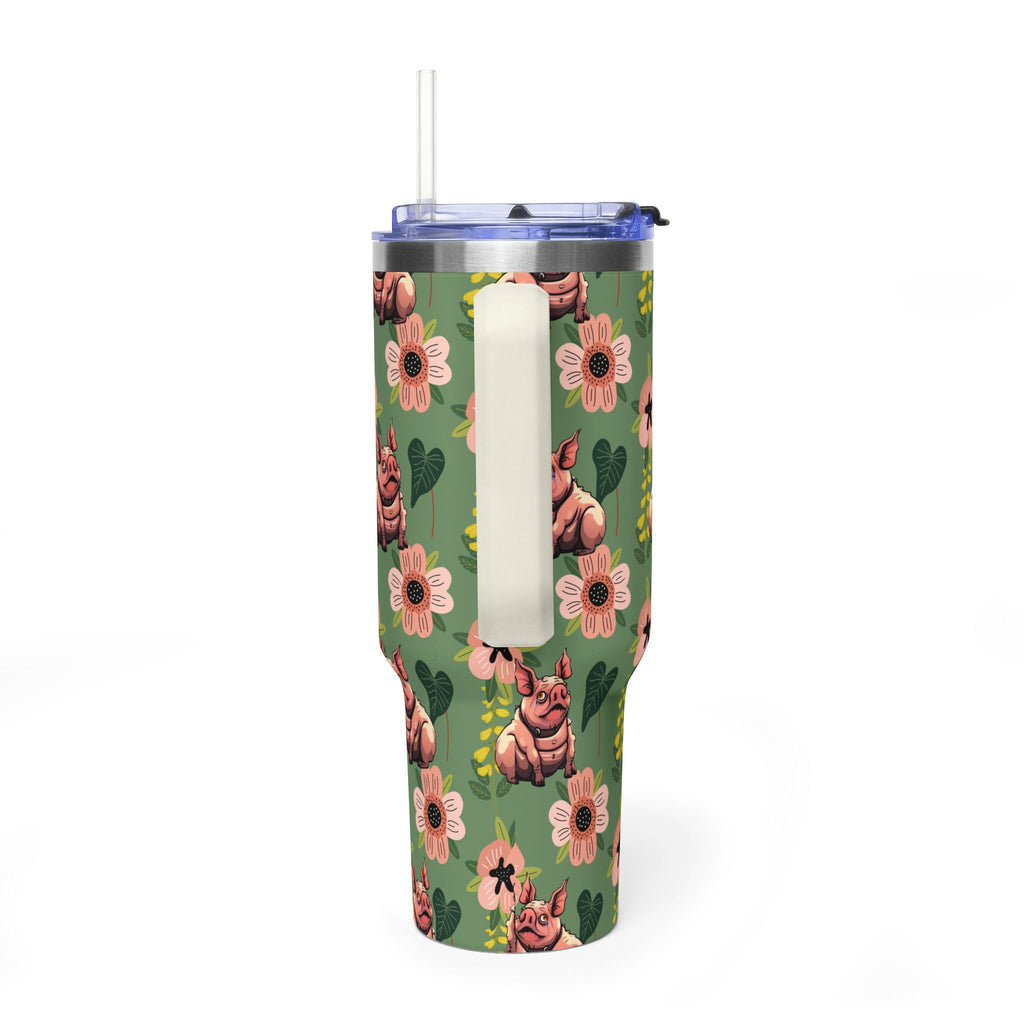 40oz Floral Squonk Tumbler — Insulated Vacuum Travel Mug