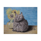 Cat with Sunflowers Poster — Rolled Art Print