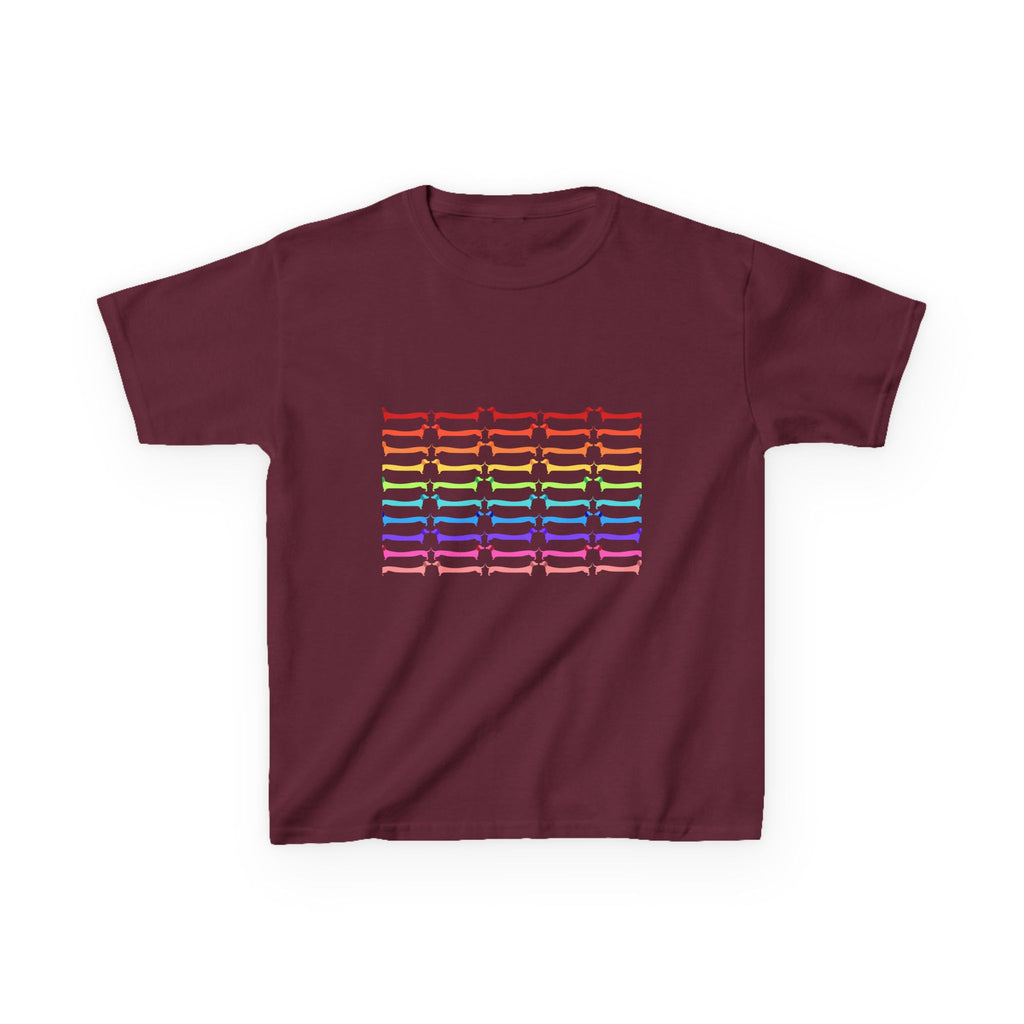 Youth Rainbow Dachshund Pattern Cute Dog Graphic Tee