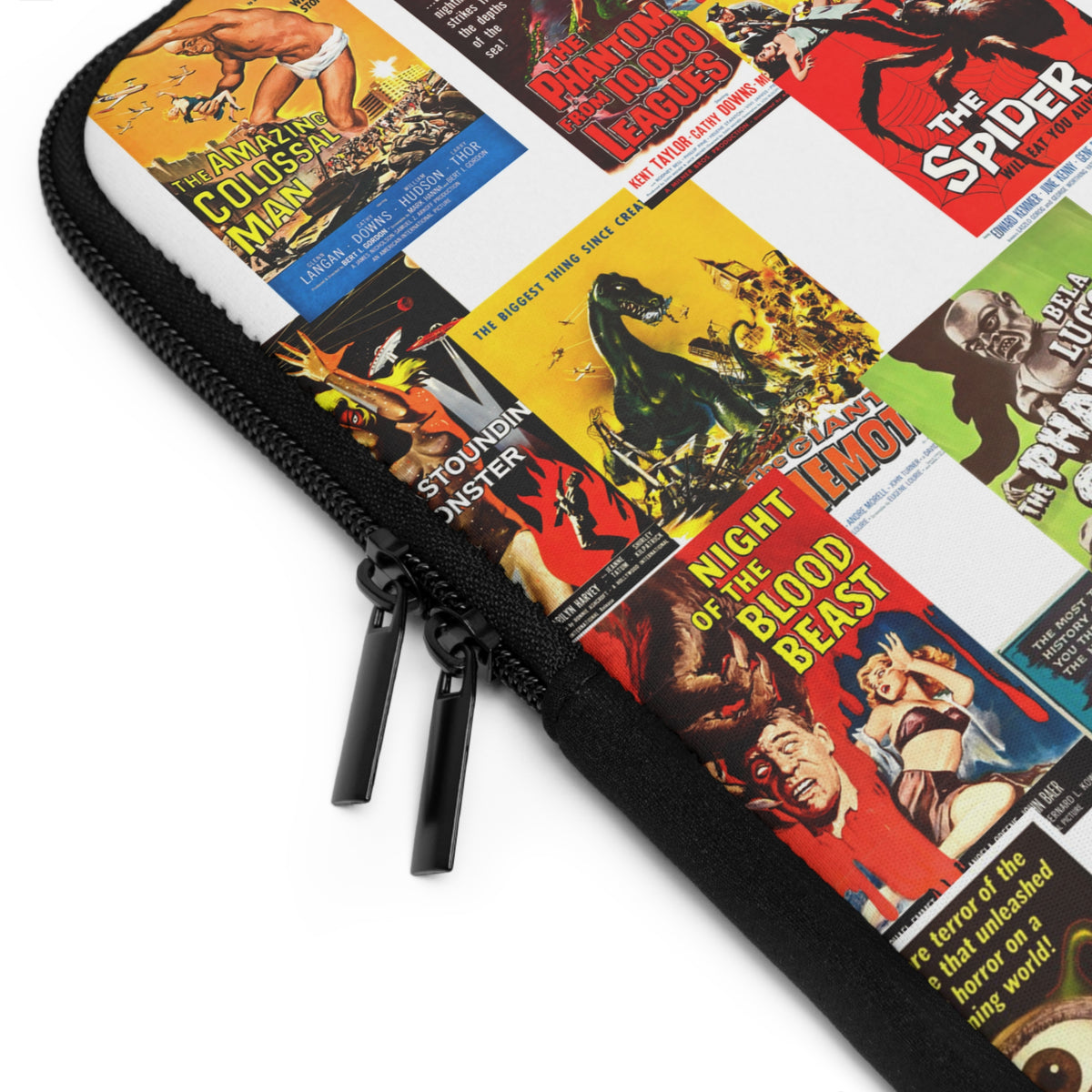 B-Movies Poster Laptop Sleeve — Vintage Monster Movie Collage Sleeve