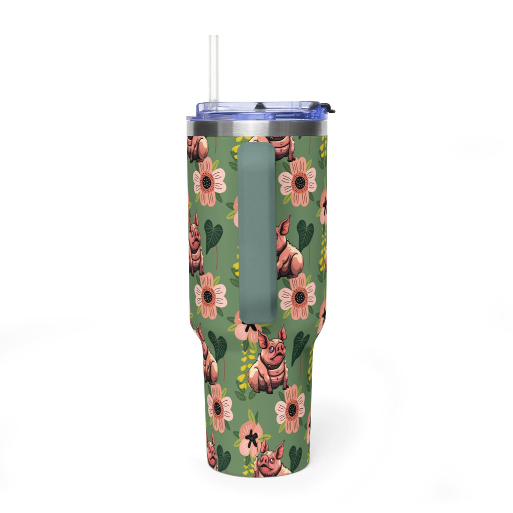 40oz Floral Squonk Tumbler — Insulated Vacuum Travel Mug