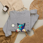 Alien Cat Crewneck Sweatshirt — Neon Cosmic Cat Graphic
