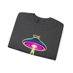 Crewneck Sweatshirt — "Finally We Found Intelligent Life" Neon UFO Graphic