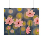 Backlit Flowers Poster — Rolled Wall Art with Bokeh Lights