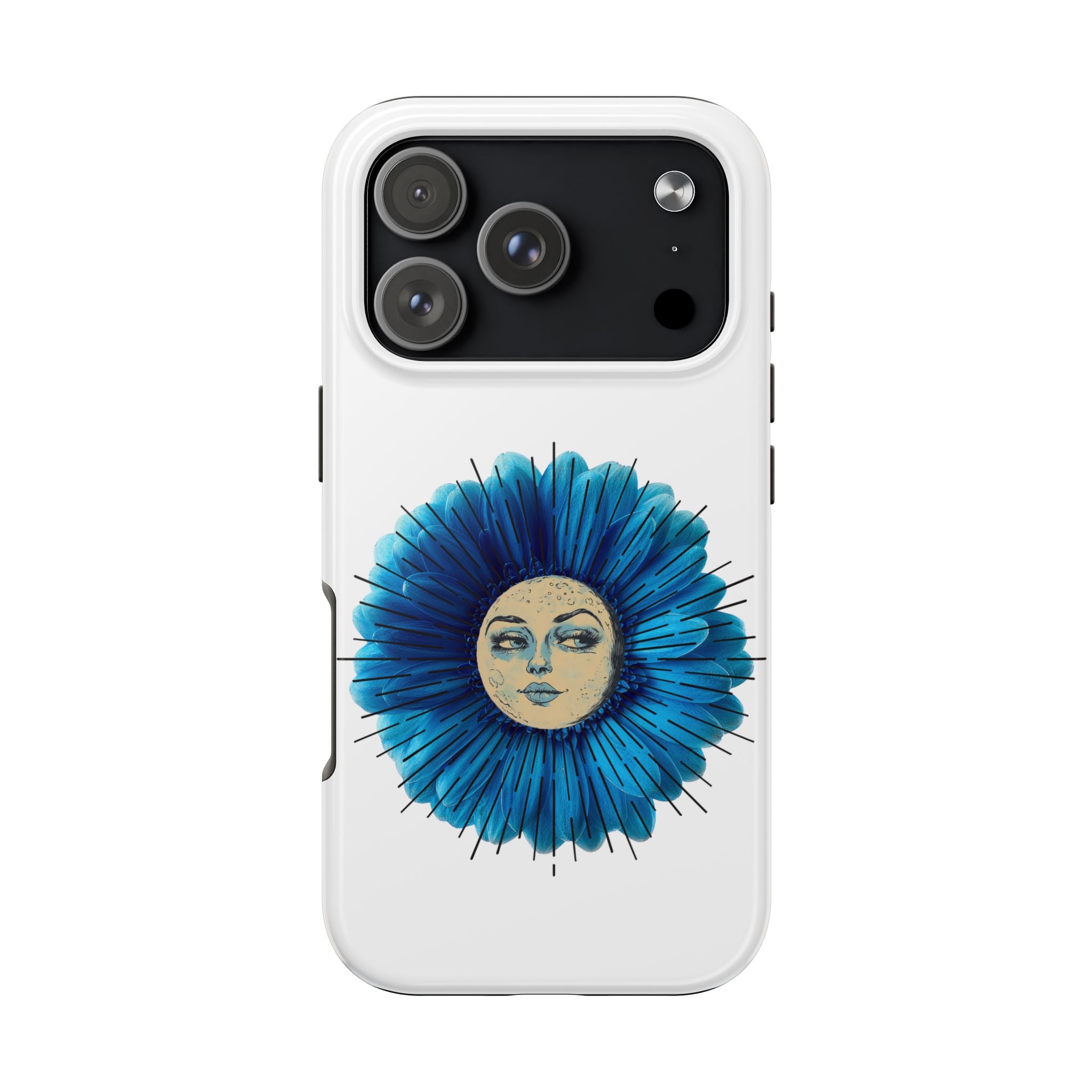 Tough Phone Case — Blue flower Face Protective Phone Cover