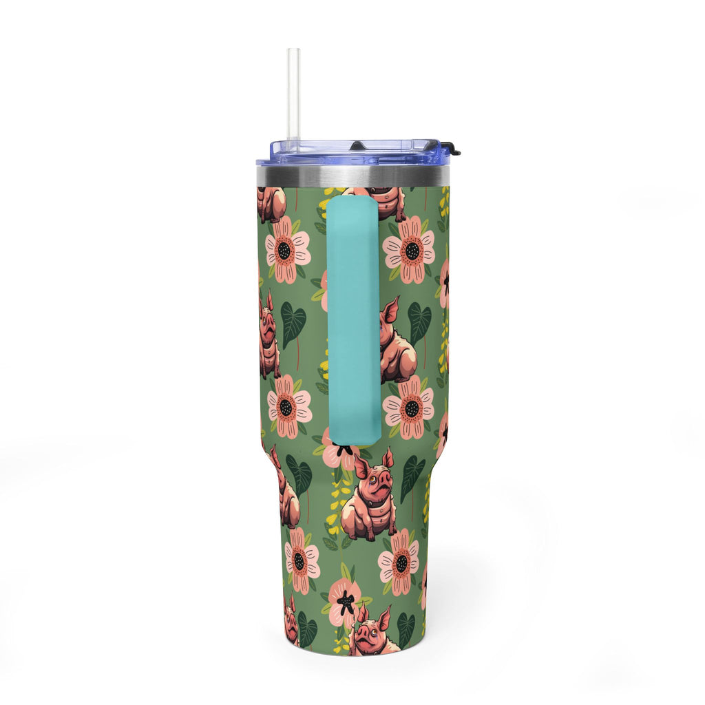 40oz Floral Squonk Tumbler — Insulated Vacuum Travel Mug