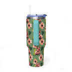40oz Floral Squonk Tumbler — Insulated Vacuum Travel Mug