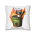 Funny 'It's Fine' Trash Panda Throw Pillowcase — Cute Raccoon In Flames Decorative Cushion Cover