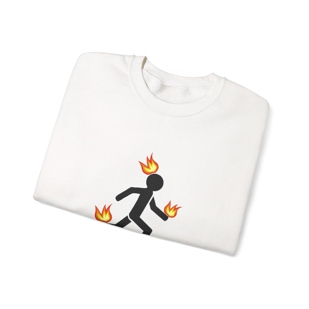 Crewneck Sweatshirt — I Tried It At Home (Funny Stick Figure on Fire Graphic)