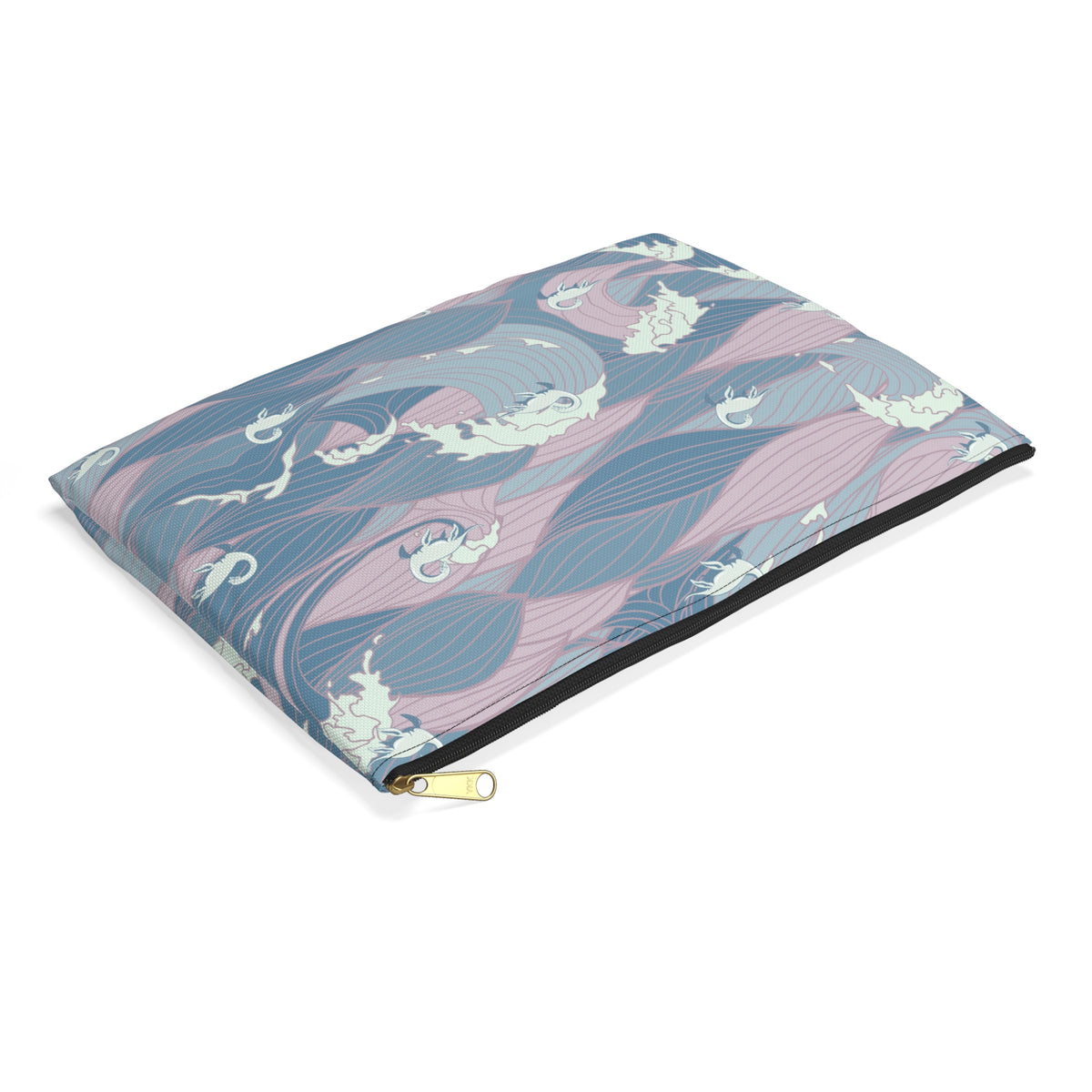 Nessie Waves Pattern Accessory Pouch — Pastel Ocean Waves Makeup Bag