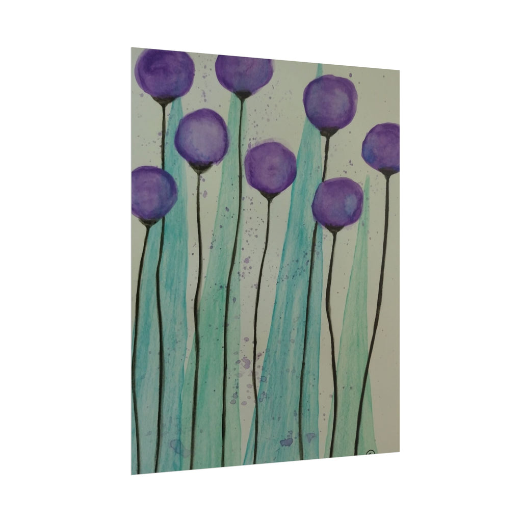Rolled Poster - Purple Watercolor Floral Stems Art Print