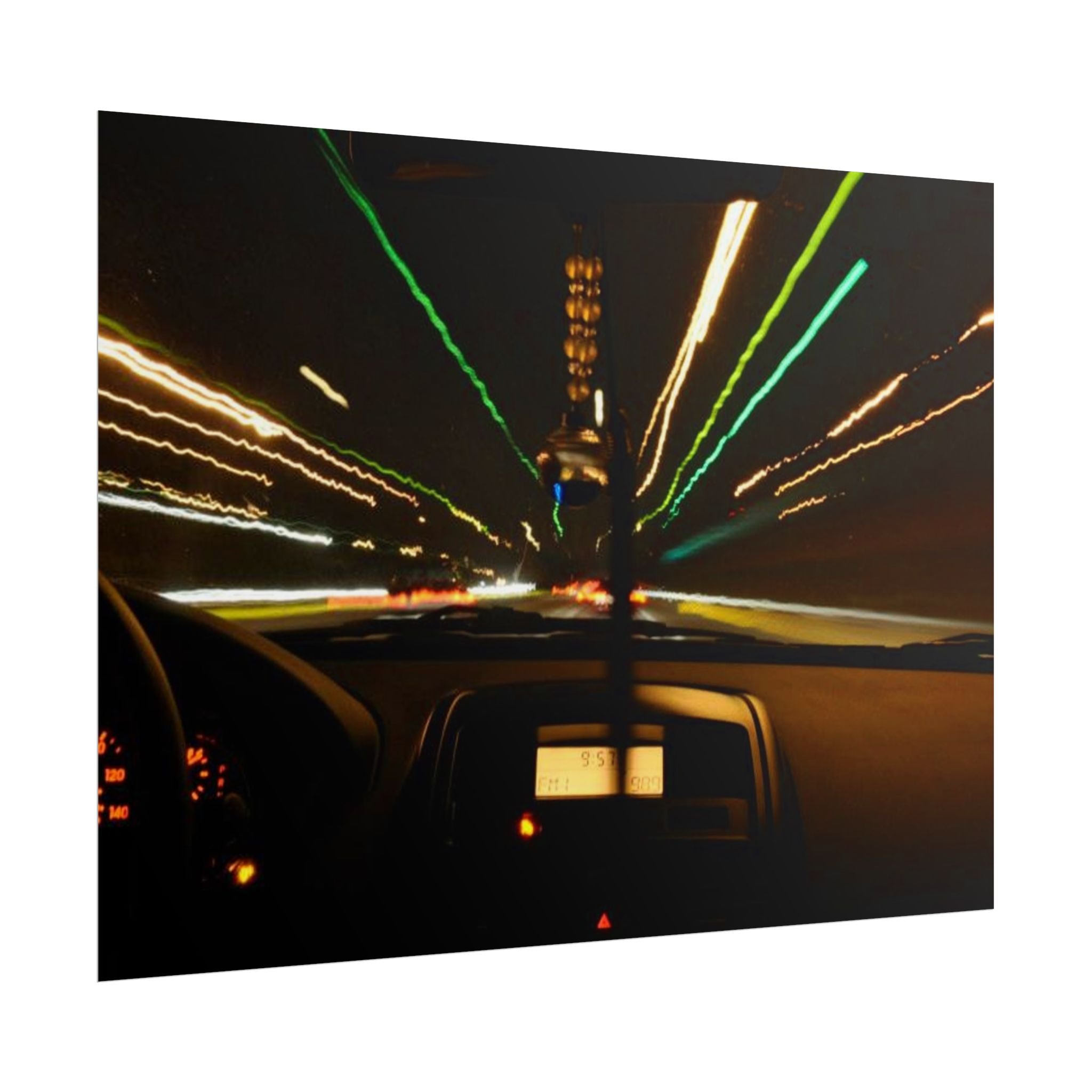 Night Drive Light Trails Poster - Rolled Wall Art