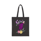 Tote Bag — "The Horrors Persist but so Do I" Floral Purple Cat Canvas Tote