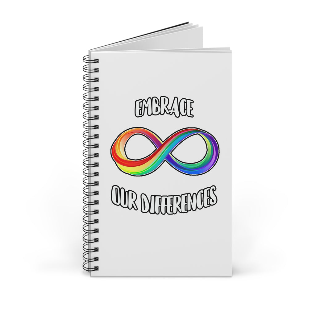 Spiral Journal — "Embrace Our Differences" Rainbow Infinity Notebook