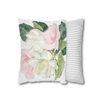 Peony Floral Garden Pillowcase — Pink & White Decorative Throw Pillowcase