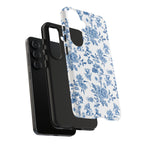 Bigfoot Floral Porcelain Tough Phone Case — Vintage Delft Pattern Protective Phone Case