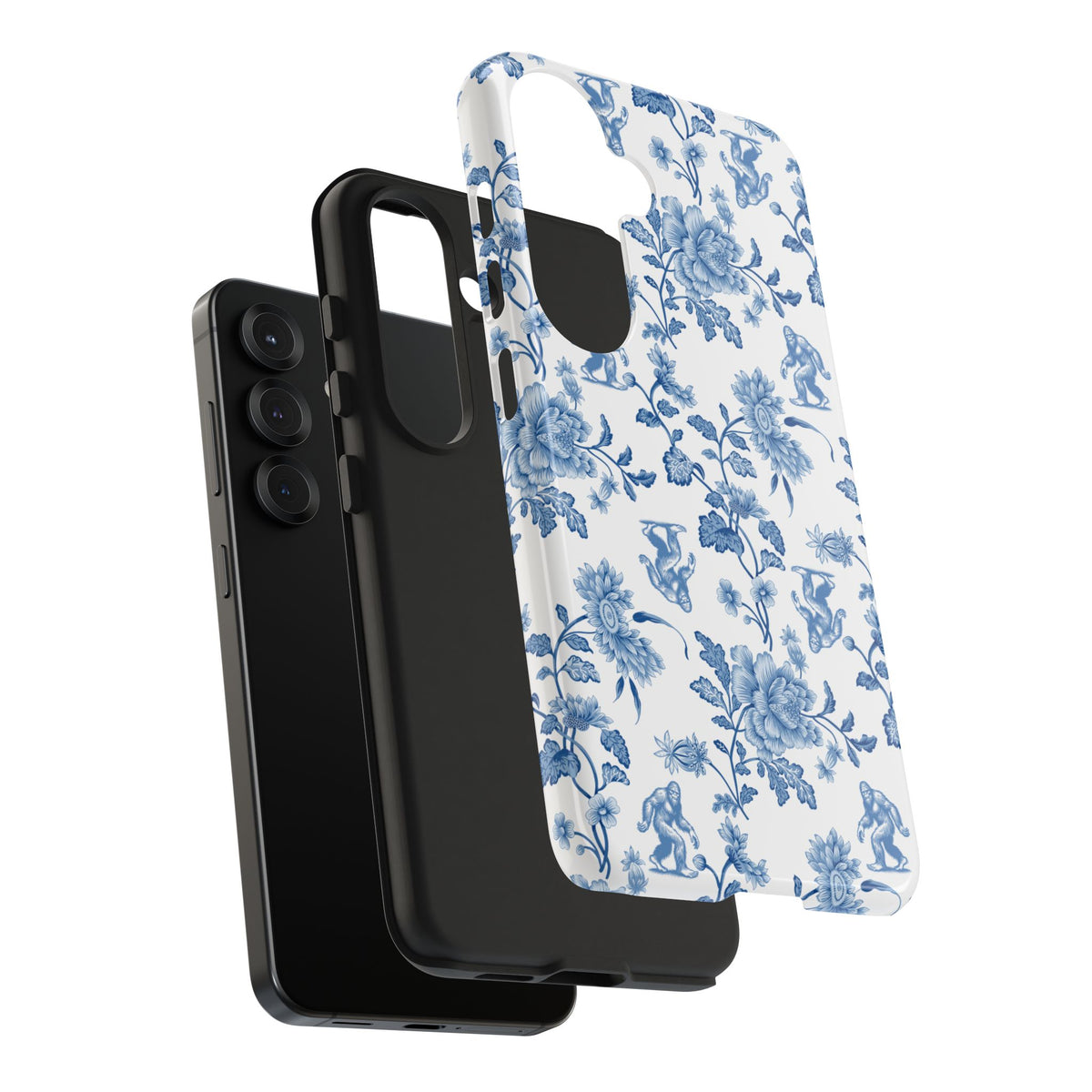 Bigfoot Floral Porcelain Tough Phone Case — Vintage Delft Pattern Protective Phone Case