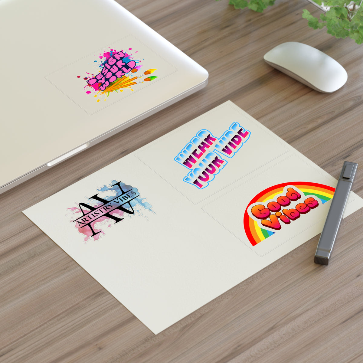 Vibrant Vibes Sticker Sheet – Artistry, Good Vibes & Wear Your Vibe Decals