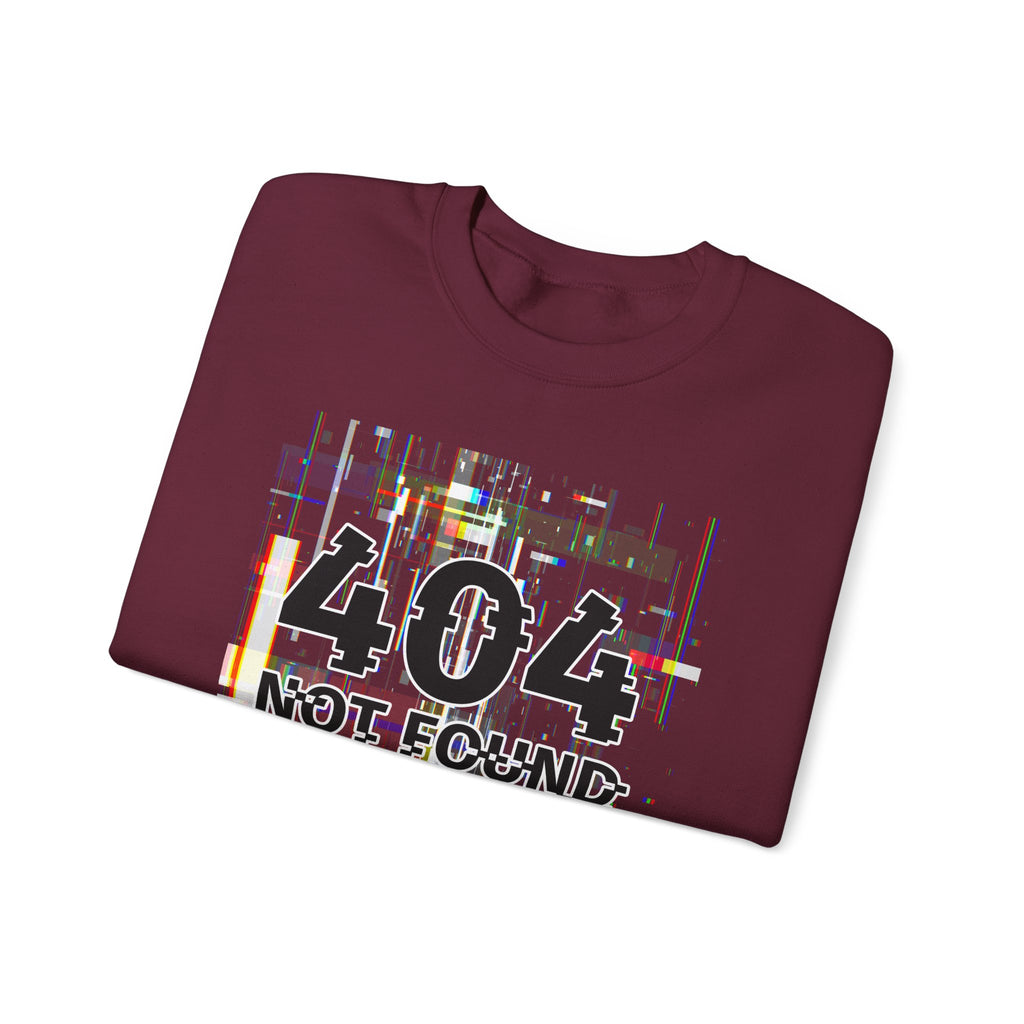 404 Not Found Crewneck Sweatshirt — Glitch Tech Graphic Pullover