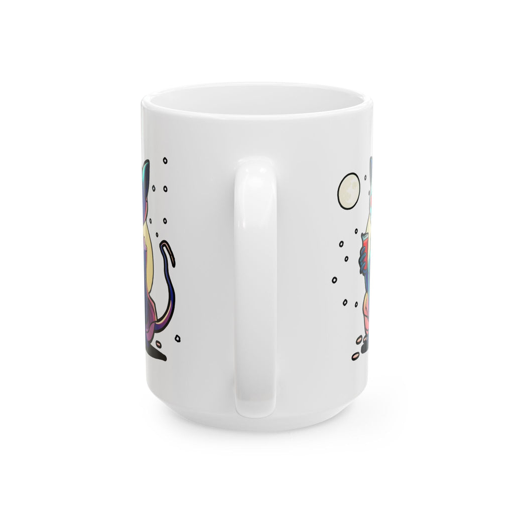Alien Cat Ceramic Mug — Colorful Space Kitty Coffee Cup (11oz/15oz)