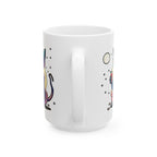Alien Cat Ceramic Mug — Colorful Space Kitty Coffee Cup (11oz/15oz)