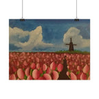 Rolled Poster — Tulip Field Landscape Print with Windmill