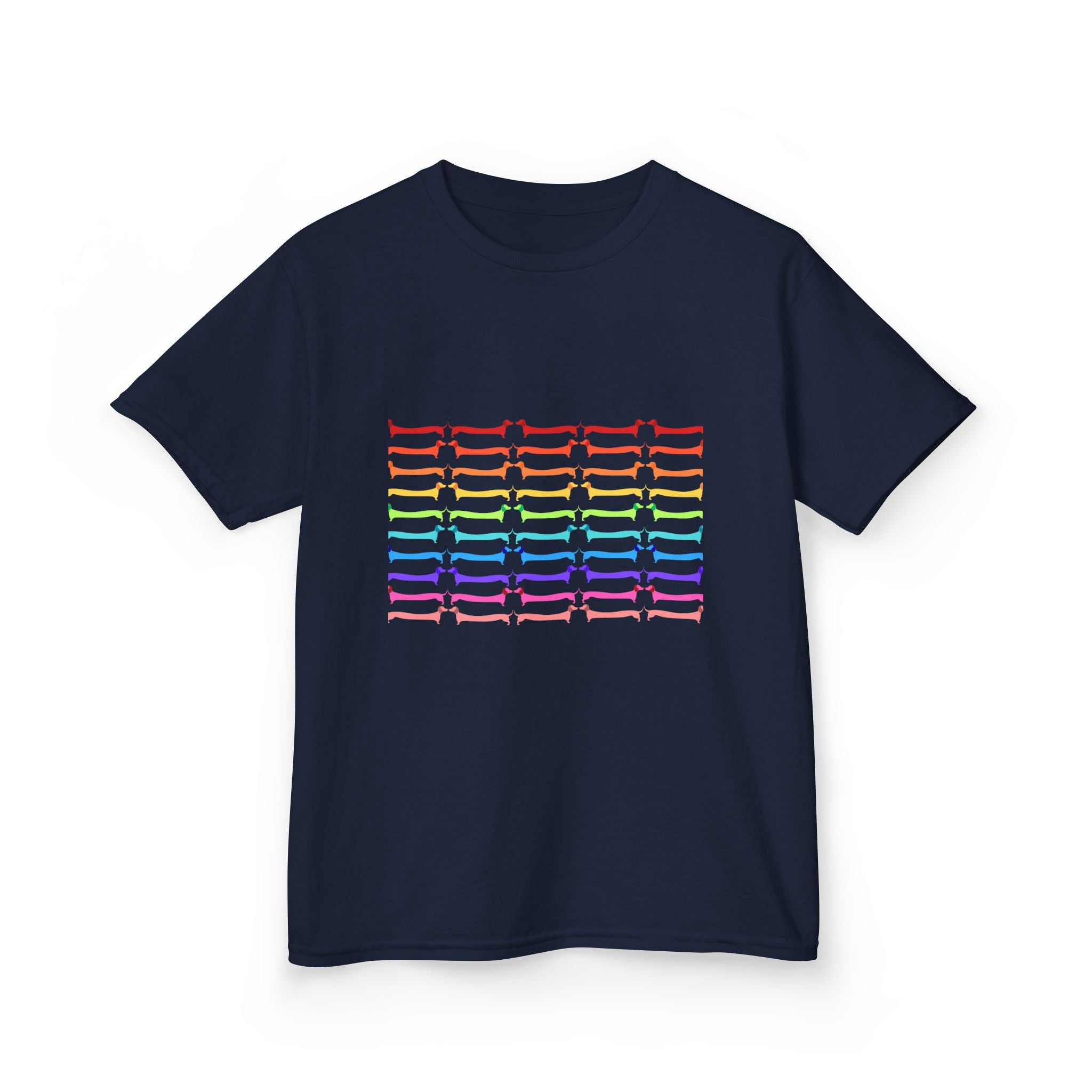 Youth Rainbow Dachshund Pattern Cute Dog Graphic Tee