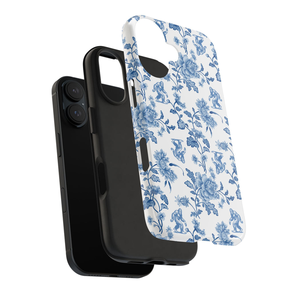 Bigfoot Floral Porcelain Tough Phone Case — Vintage Delft Pattern Protective Phone Case