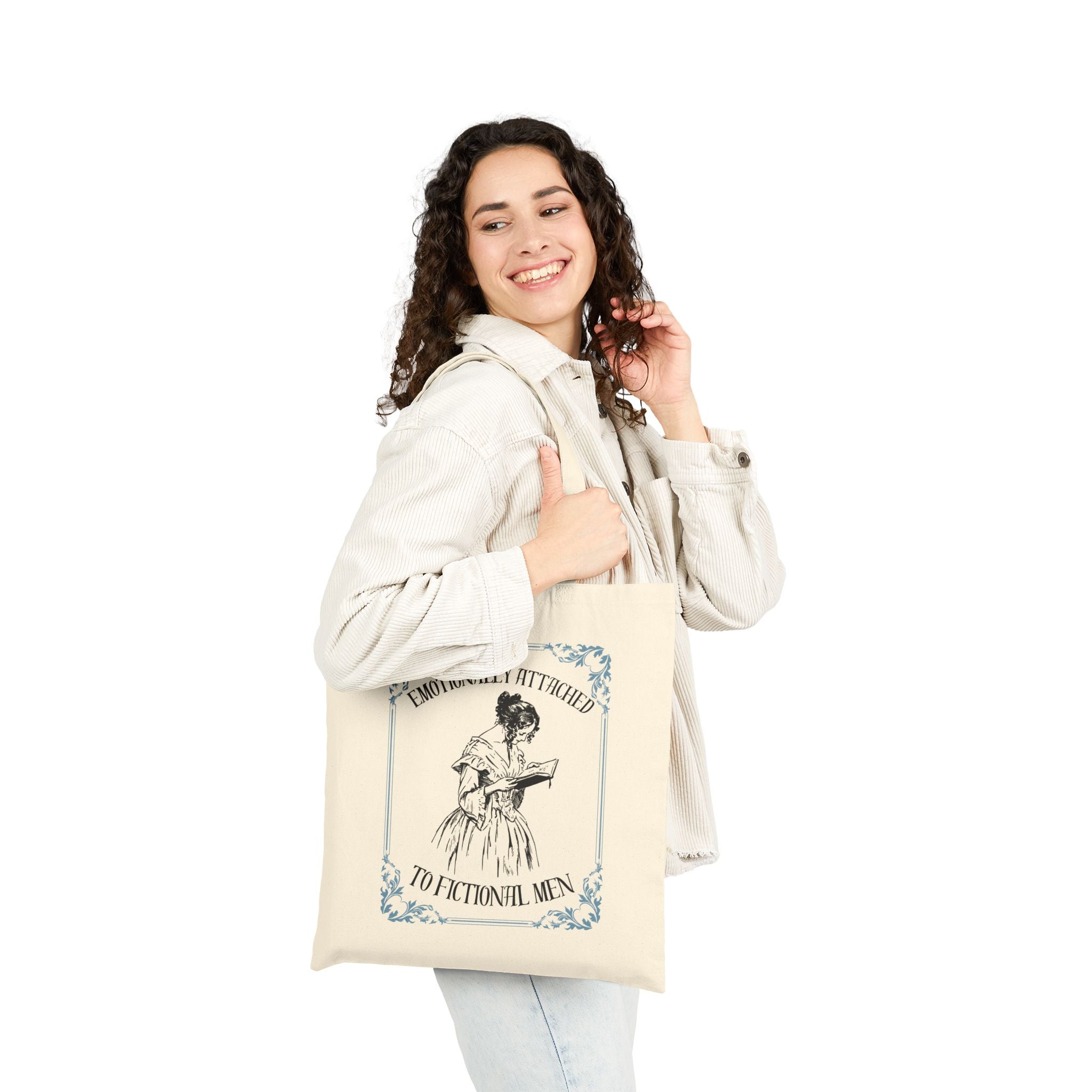Tote Bag — "Emotionally Attached to Fictional Men" Vintage Reader Tote