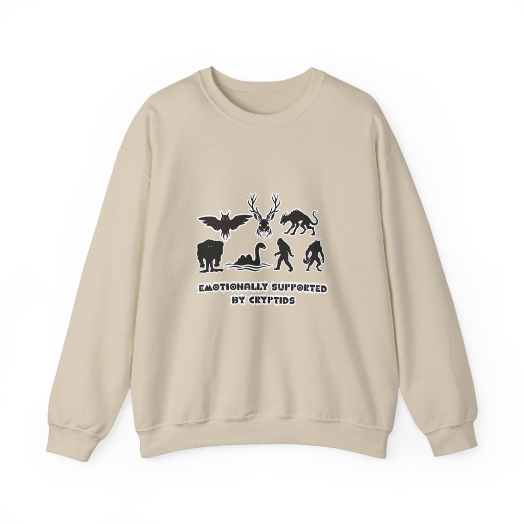 Crewneck Sweatshirt — "Emotionally Supported by Cryptids" Graphic