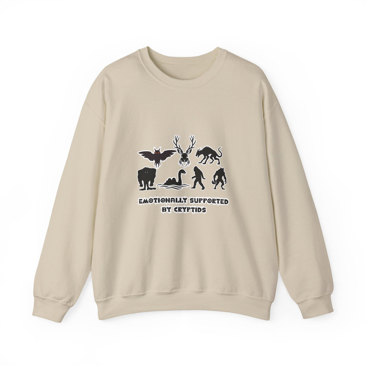 Crewneck Sweatshirt — "Emotionally Supported by Cryptids" Graphic