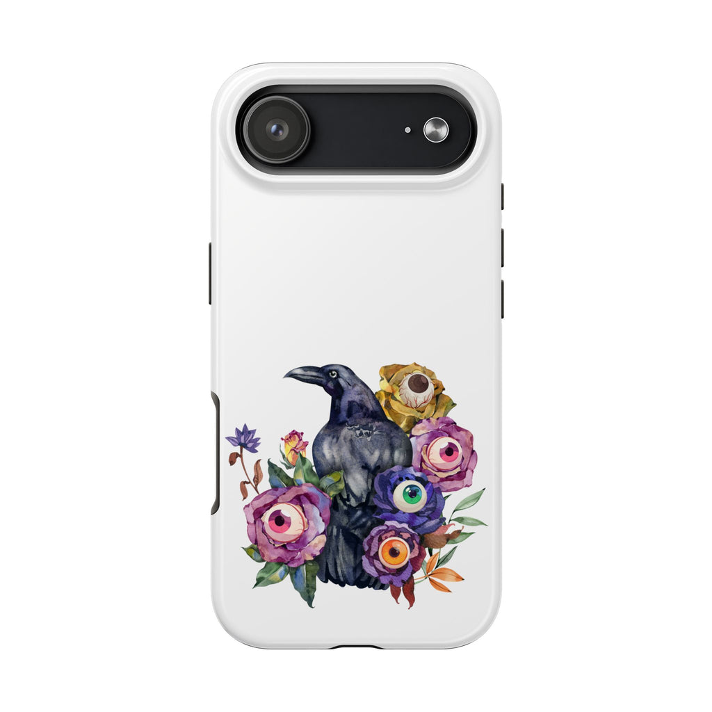 'Surreal' Tough Phone Case — Protective Phone Cover with Raven and Bouquet Design