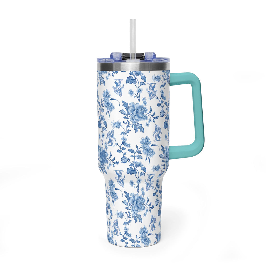 40oz Bigfoot Floral Vacuum Tumbler – Insulated Travel Mug with Straw