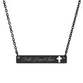 Personalize it! Engraved Cutout Cross Bar Necklace