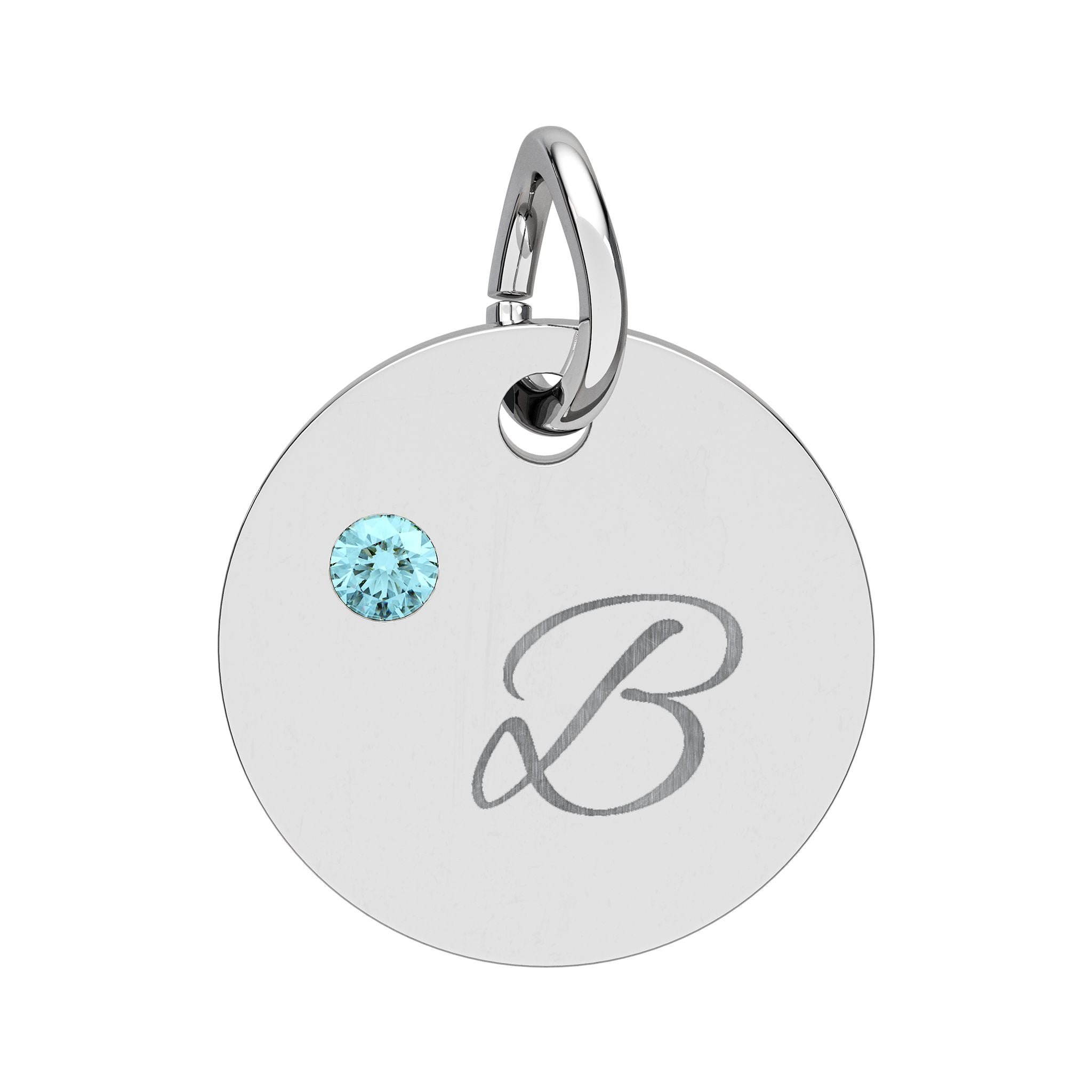 Personalize it!  Birthstone Circle Charm — Engraved Initial Pendant