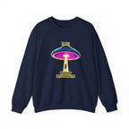 Crewneck Sweatshirt — "Finally We Found Intelligent Life" Neon UFO Graphic