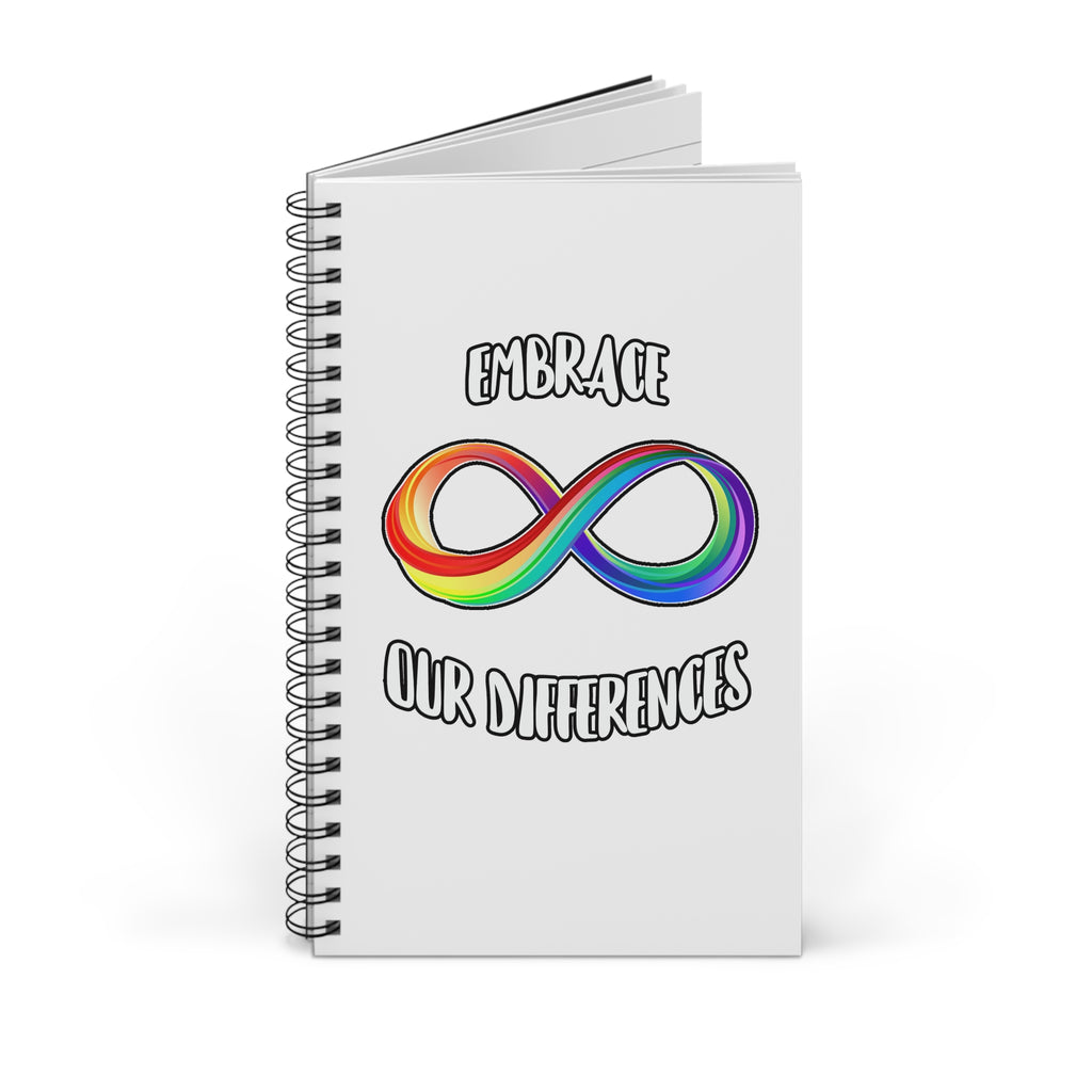 Spiral Journal — "Embrace Our Differences" Rainbow Infinity Notebook