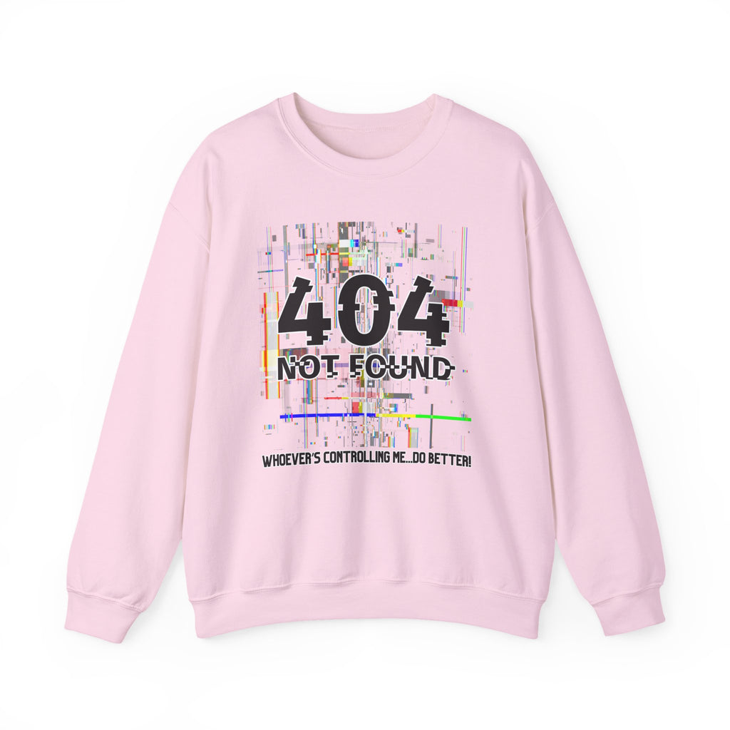 404 Not Found Crewneck Sweatshirt — Glitch Tech Graphic Pullover
