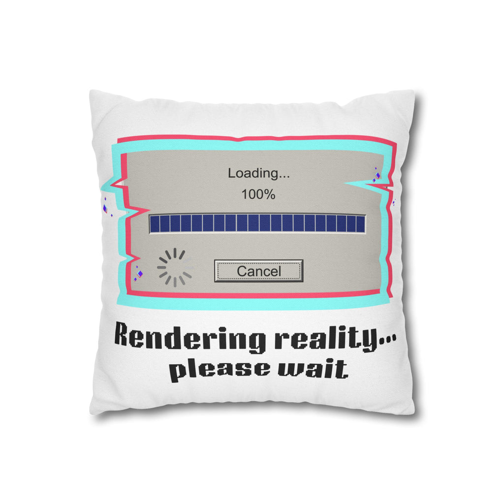 Square Pillowcase — "Rendering Reality... Please Wait" Retro Loading Bar Decorative Pillowcase