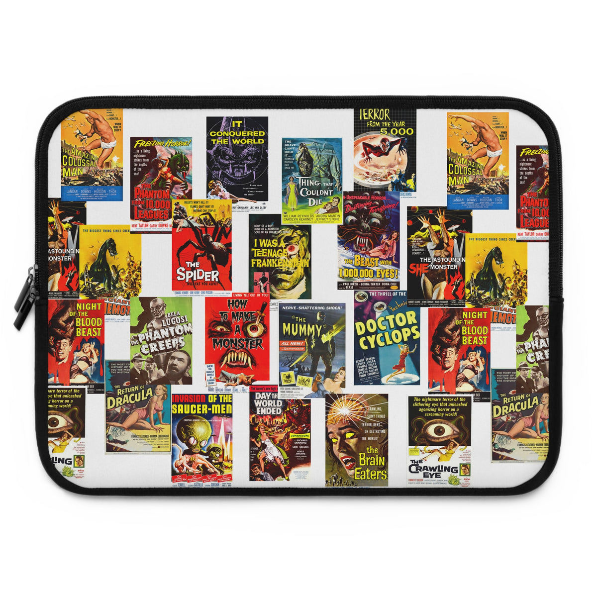 B-Movies Poster Laptop Sleeve — Vintage Monster Movie Collage Sleeve