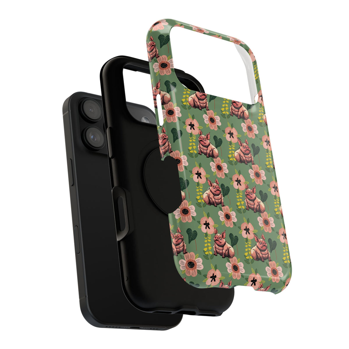 Floral Squonk Pattern Impact Phone Case — Protective iPhone Cover with Pink Flowers