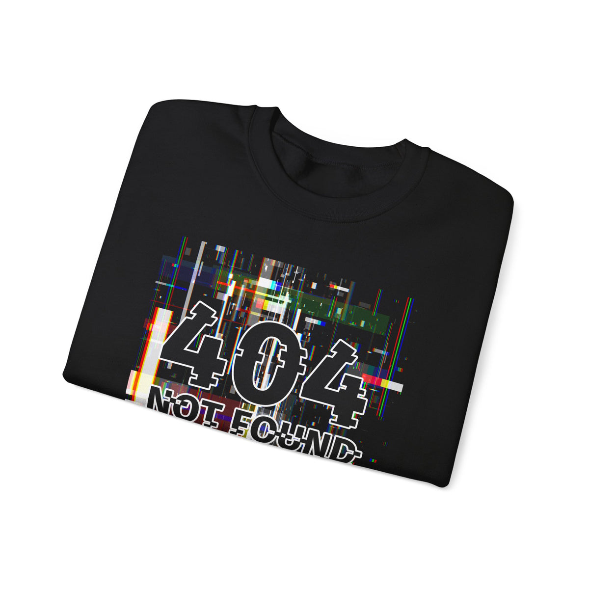 404 Not Found Crewneck Sweatshirt — Glitch Tech Graphic Pullover