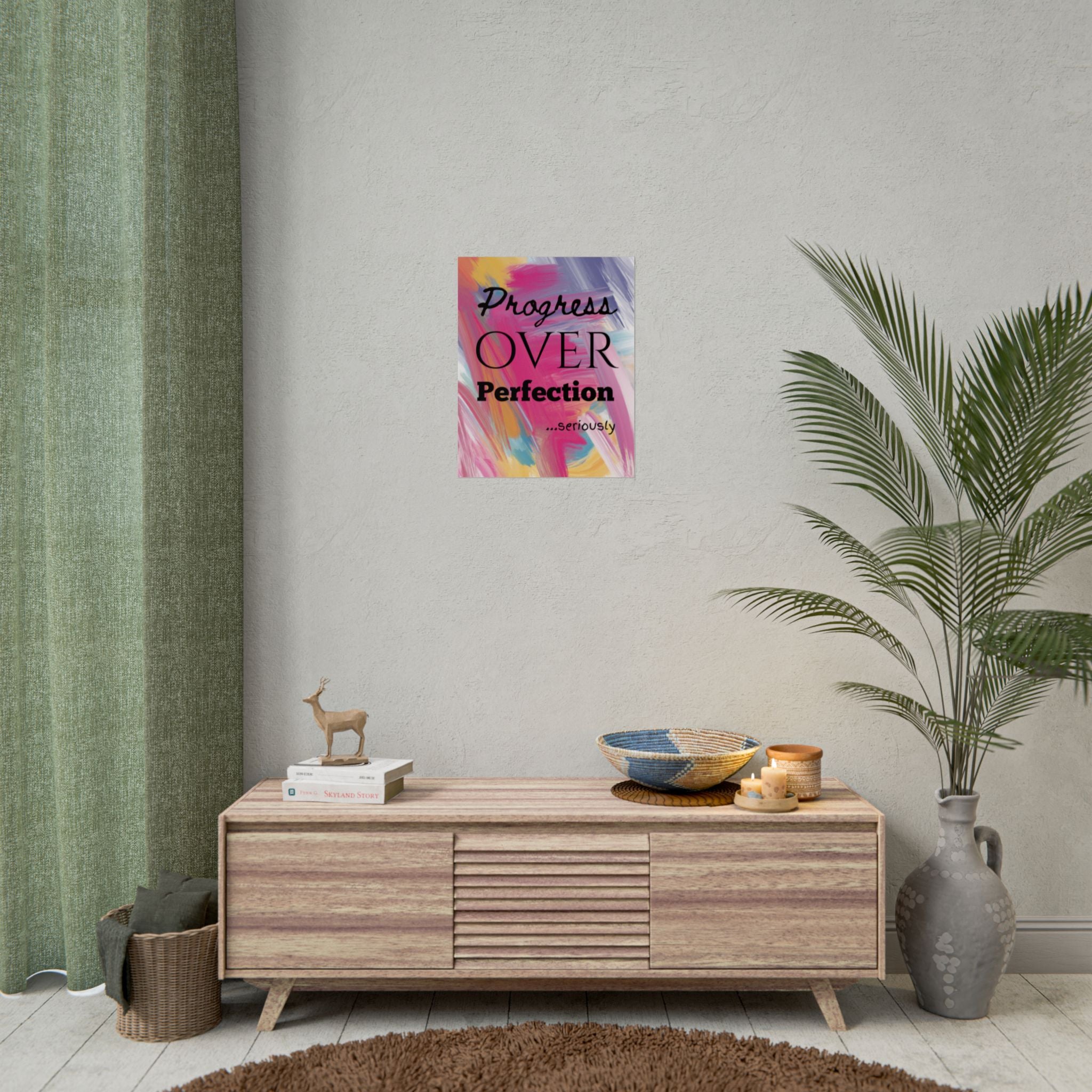 "Progress Over Perfection" – Motivational Wall Art for Office, Studio & Classroom